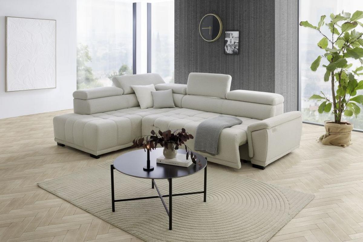 Rohová sedačka GRINALDI, ľavá, šedobílá - černá/šedobílá, Moderní, textil/plast (206/283cm) - Premium Living