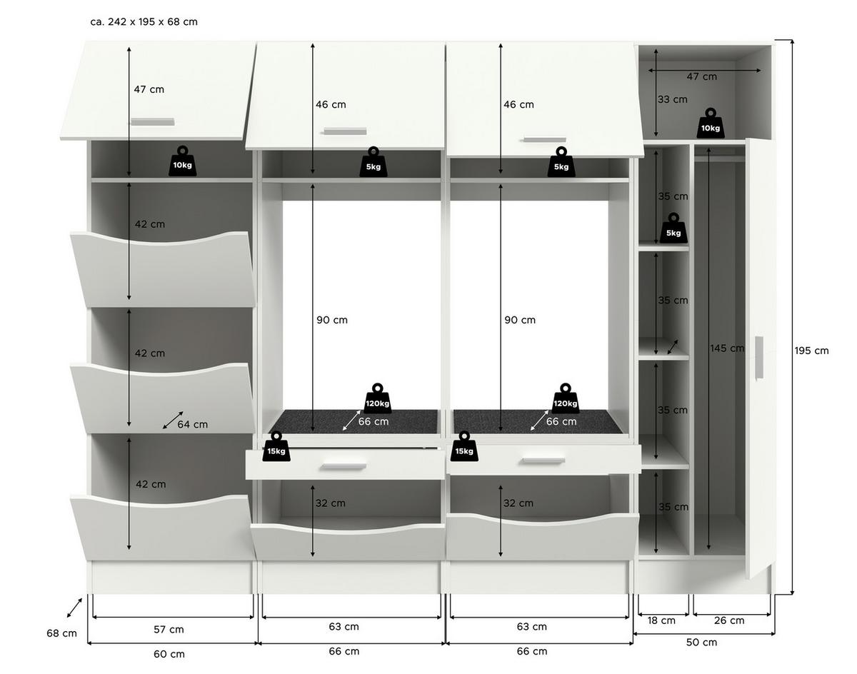 Prádelna Free bílá - bílá, Basics, kompozitní dřevo (233/195/68cm) - MID.YOU