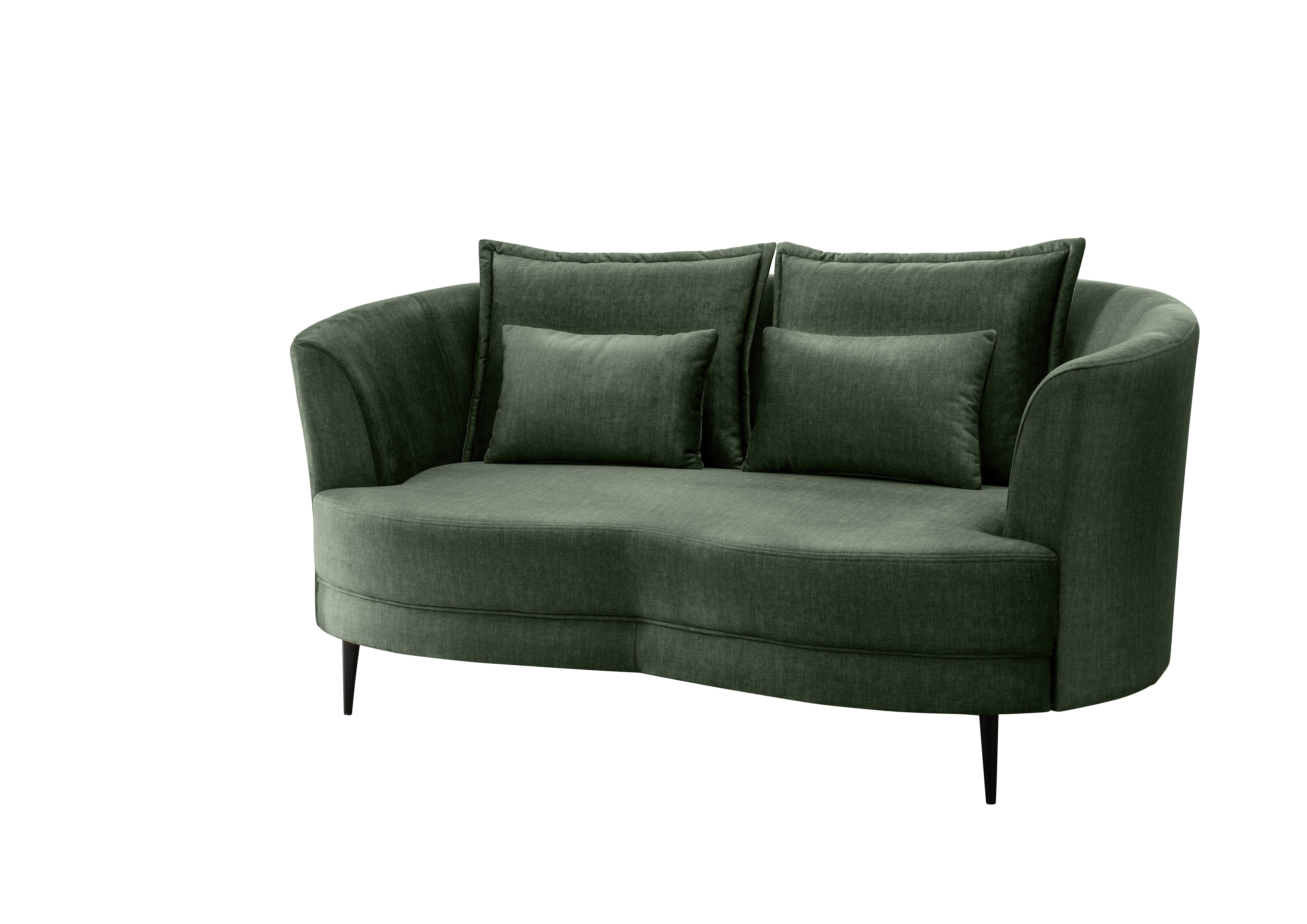 2-Sitzer-Sofa Dunkelgrün Velours, Rücken Echt B: 179 cm - Dunkelgrün/Schwarz, MODERN, Textil (179/85/101cm) - Livetastic