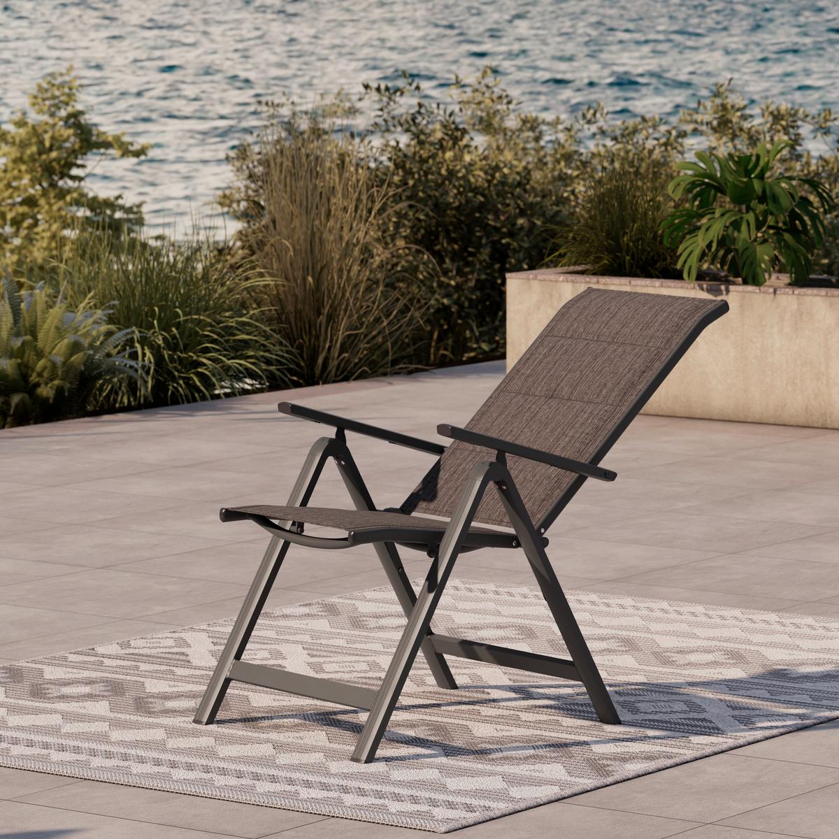 Gartensessel Klappbar Verena Aluminium, Textil - Dunkelgrau, MODERN, Textil/Metall (57/108/70cm) - Beldano