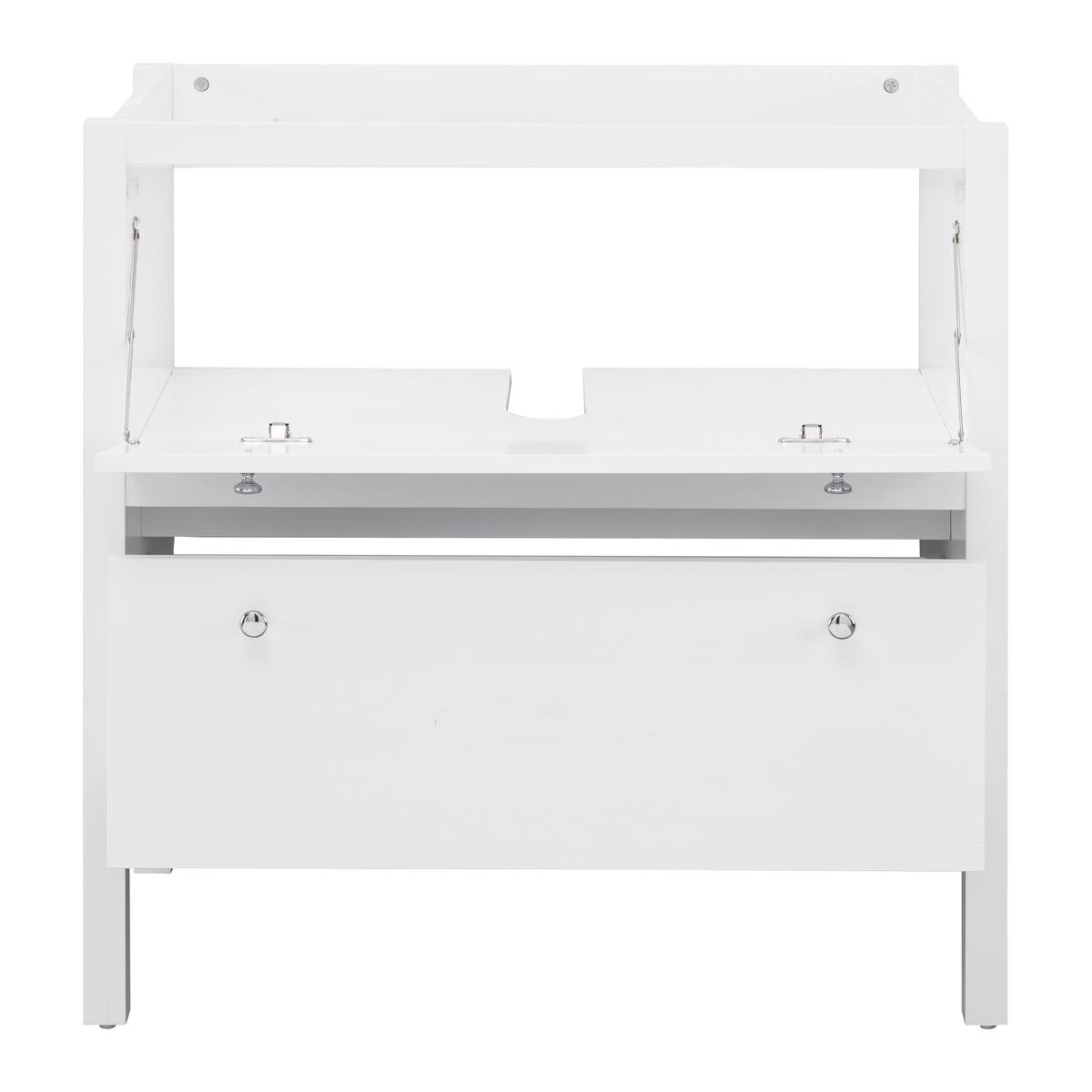 Spodná skrinka GINEVRA biela - biela/strieborná, Modern, kov (80/80/46cm) - Bessagi Home