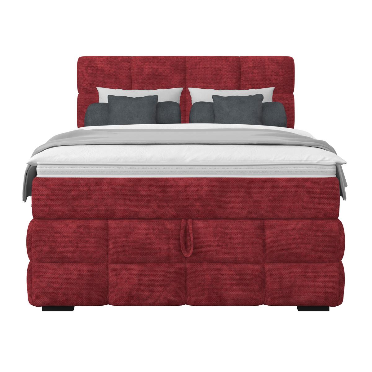 Čalúnená posteľ VEGA 140x200 cm, vinovočervená - čierna/vínovočervená, Trend, drevo/textil (140/200cm)