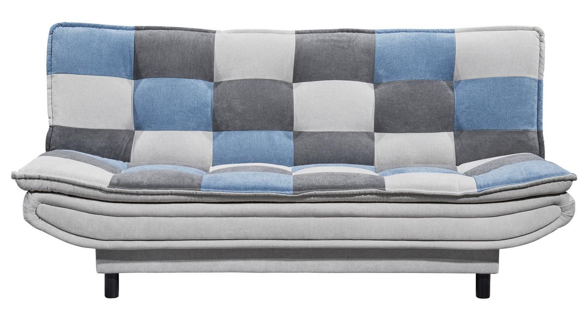 Schlafsofa Mit Bettkasten Patch, Mischgewebe - Blau/Dunkelgrau, Basics, Holzwerkstoff/Textil (188/90/89cm) - MID.YOU