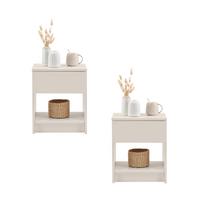 Nachtkästchen Ribe Kaschmir 1 Lade, B: 40 cm - Kaschmir/Weiß, Basics, Holzwerkstoff (40/48/30cm) - P & B