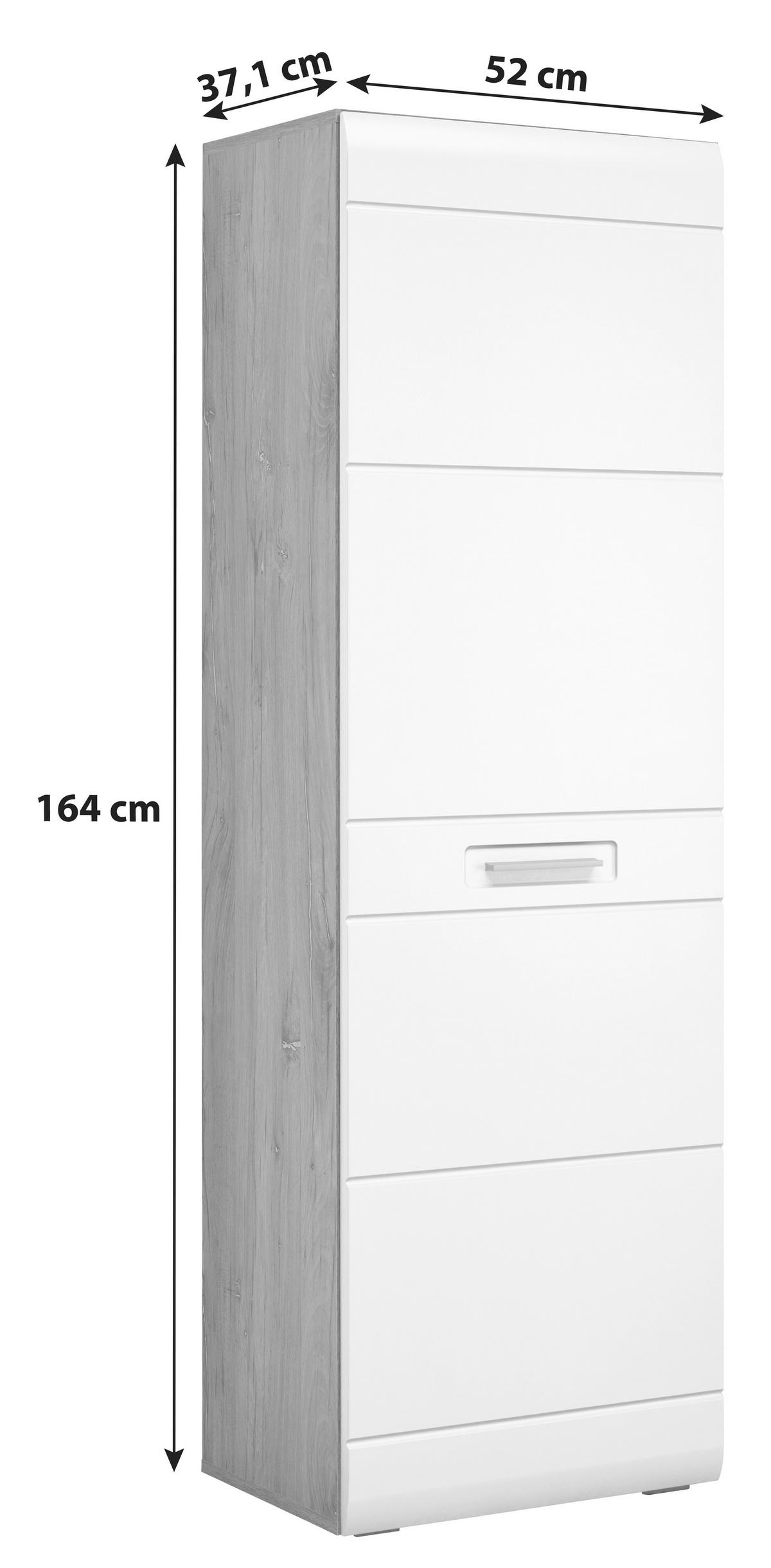 Garderobenschrank Auris Weiß/eiche Dekor B: 52 Cm - Eichefarben/Weiß, MODERN (52/164/37,1cm) - Luca Bessoni