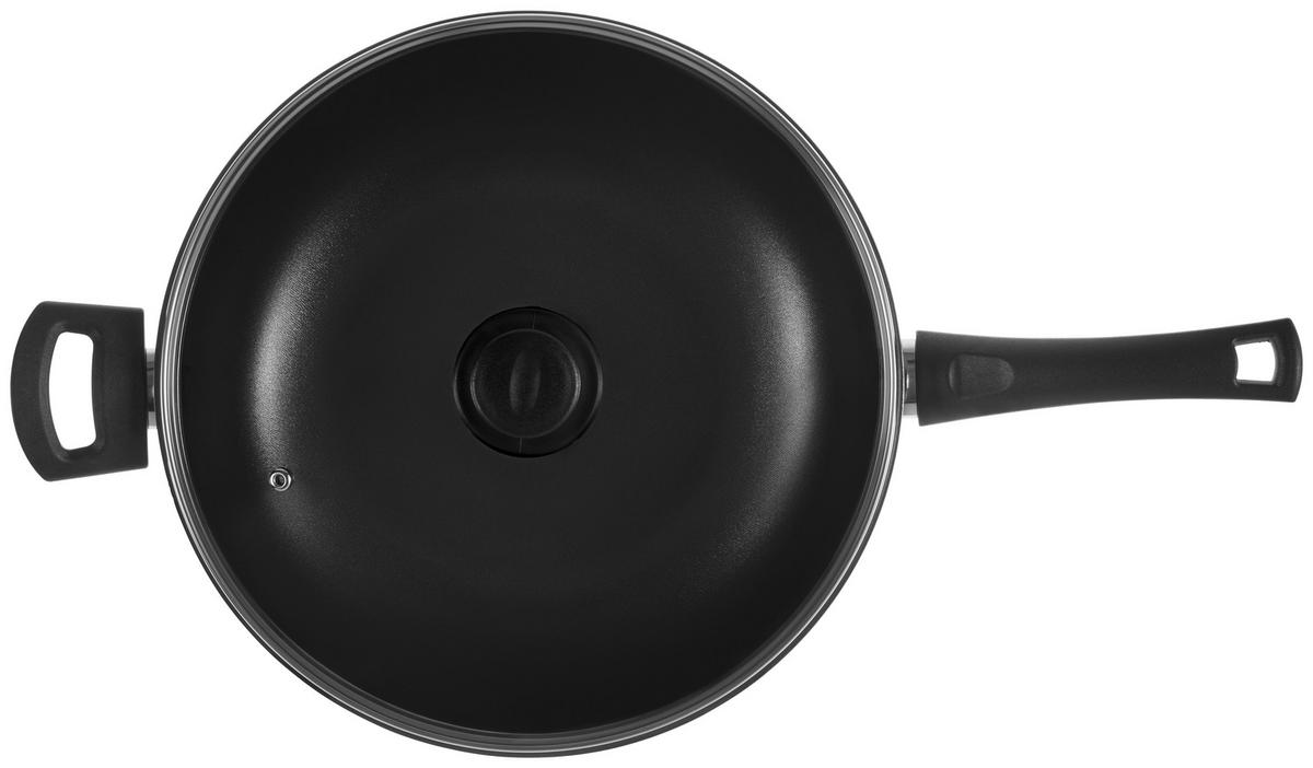 Bratpfanne Matilda D: ca. 32 cm Aluminium - Klar/Schwarz, MODERN, Glas/Kunststoff (32cm) - Luca Bessoni