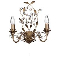 Wandleuchte Almandite 2lt 2492-2br - Goldfarben/Braun, KONVENTIONELL, Glas/Metall (37/40cm)
