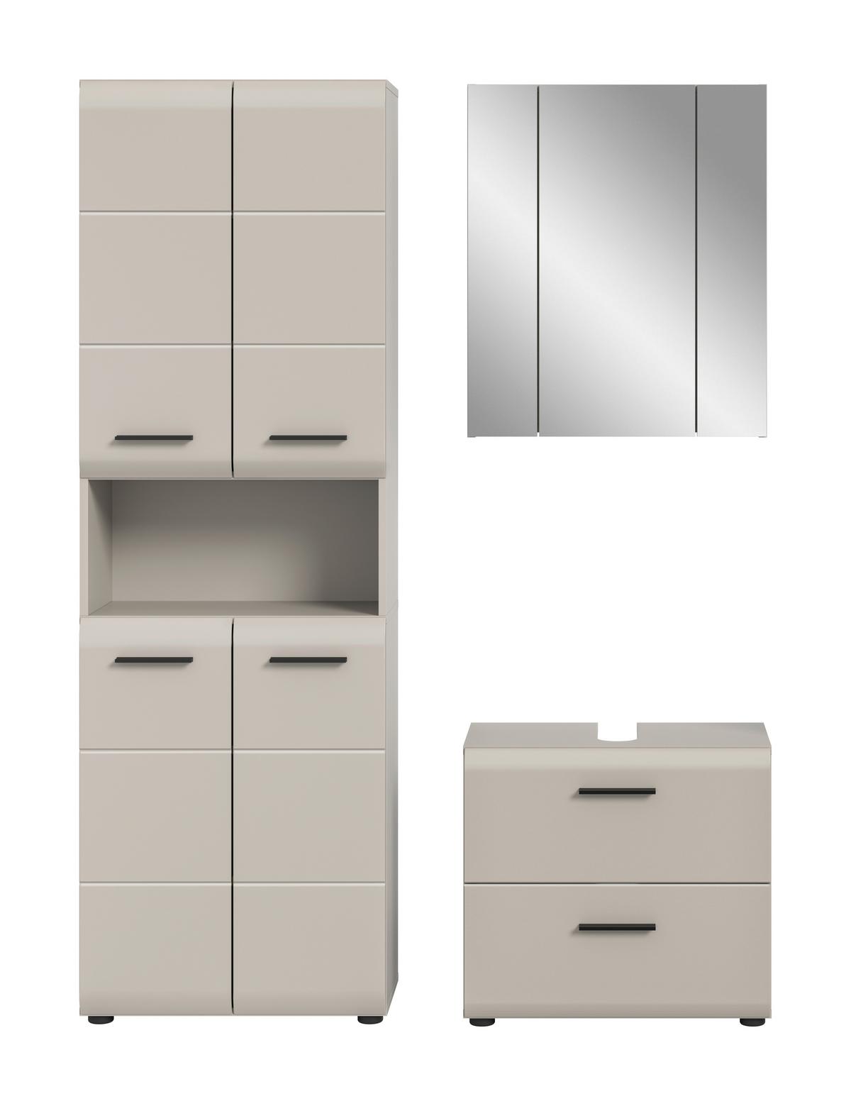 Badezimmer Ice Kaschmir B: 120cm - Kaschmir/Schwarz, Trend, Glas/Holzwerkstoff (120cm) - MID.YOU