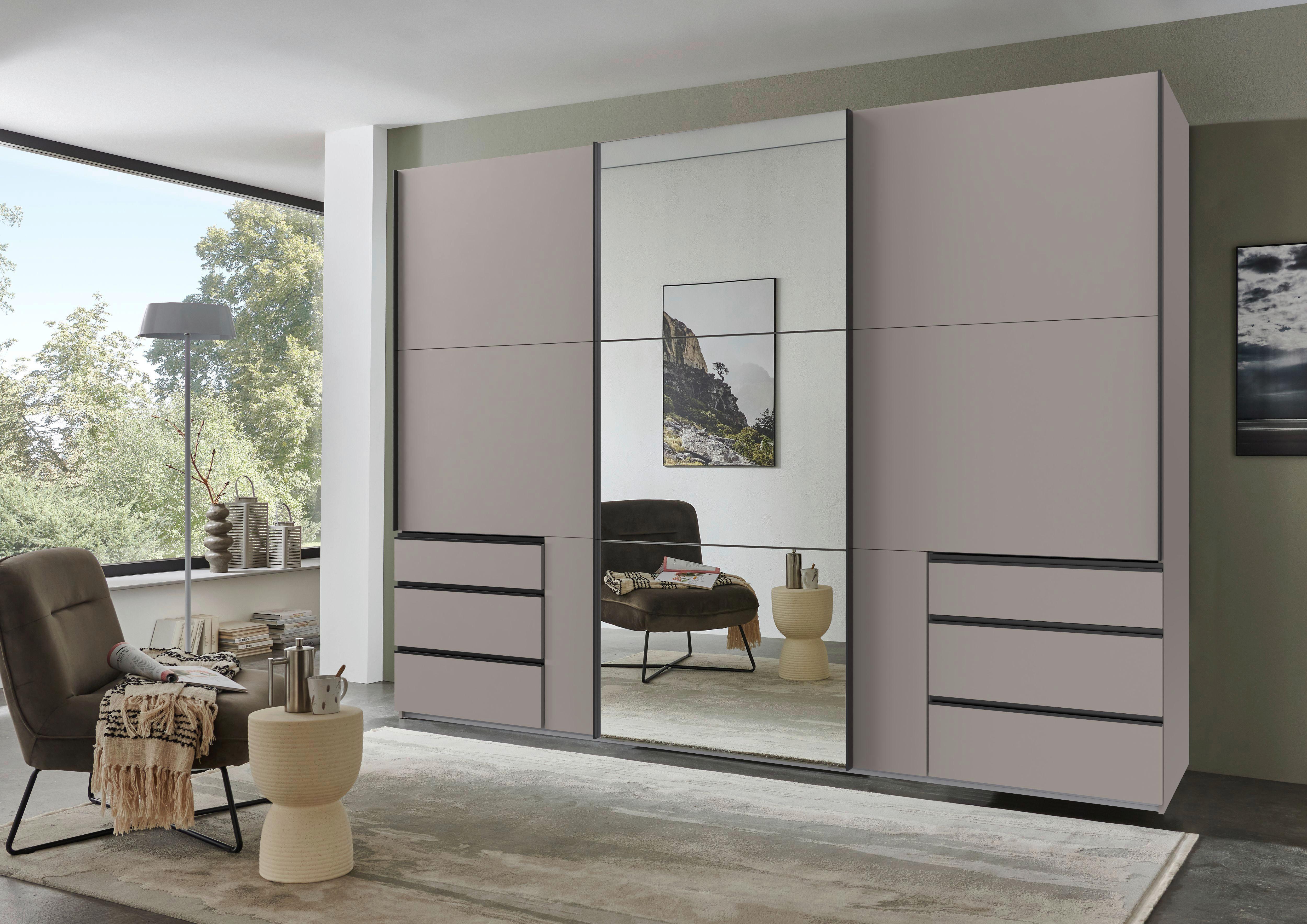 Schwebetürenschrank Level 36 A Grau Dekor/Spiegel, B: 300cm - Sahara, MODERN, Glas/Holzwerkstoff (300/216/65cm) - MID.YOU