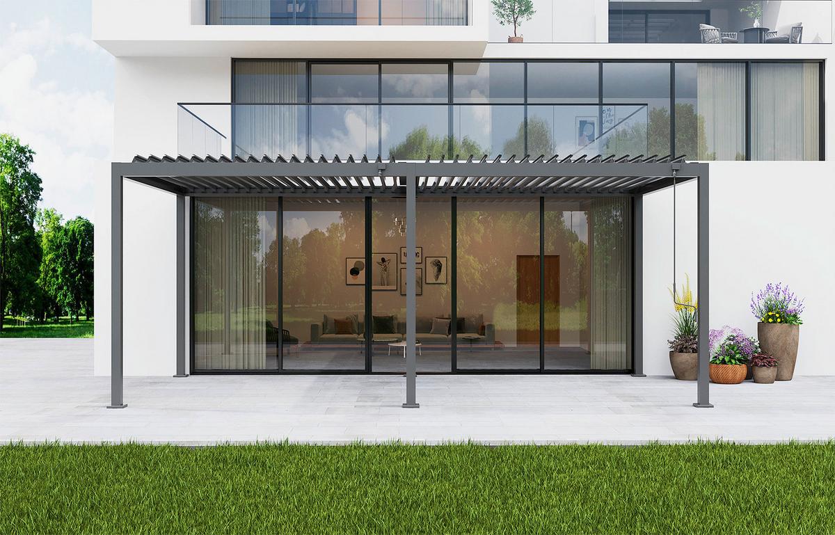 Pergola Origin +90 Ca. 3x6m Aluminium,lamellen Verstellbar - Anthrazit, Basics, Metall (583,4/296/238cm) - Gardenson