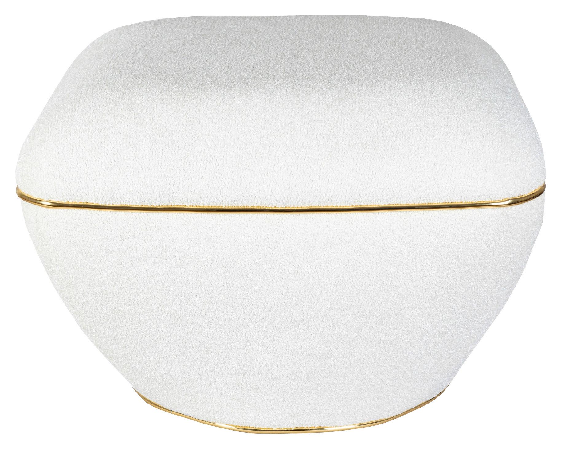 Hocker Contessa Weiß/Goldfarben D: 60 cm - Goldfarben/Weiß, Design, Textil (60/42,5cm) - Kayoom
