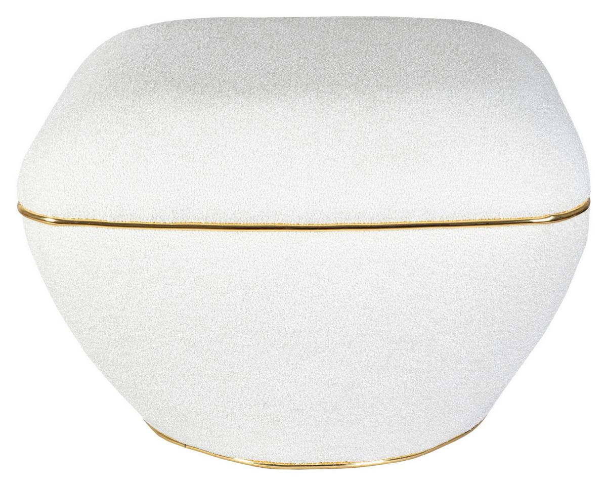 Hocker Contessa Weiß/Goldfarben D: 60 cm - Goldfarben/Weiß, Design, Textil (60/42,5cm) - Kayoom