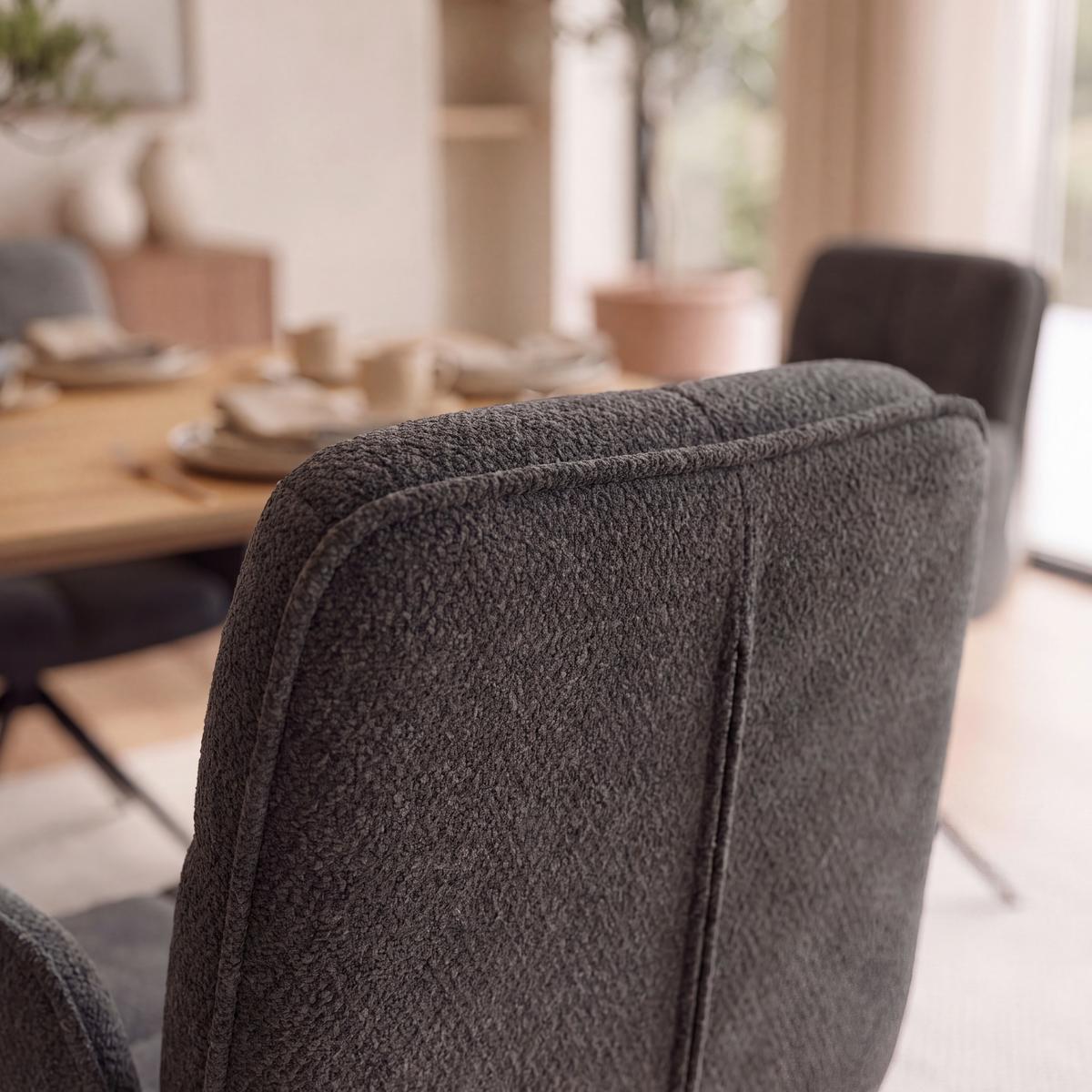Židle s područkami Nalani, látkový potah, otočné, - tmavě šedá, Moderní, kov/textil (58/86/62cm) - Bessagi Home
