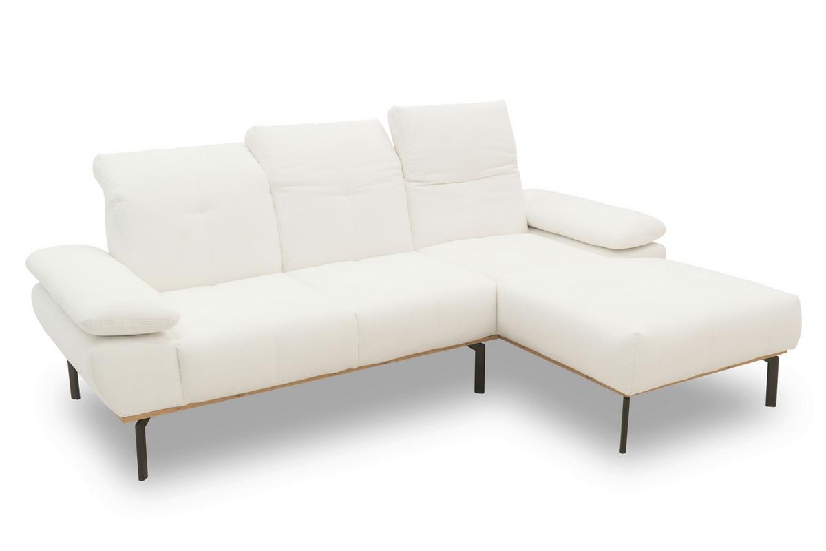 Ecksofa Weiß S: 242x170 cm - Wildeiche/Schwarz, Design, Holz/Textil (242/170cm) - MID.YOU