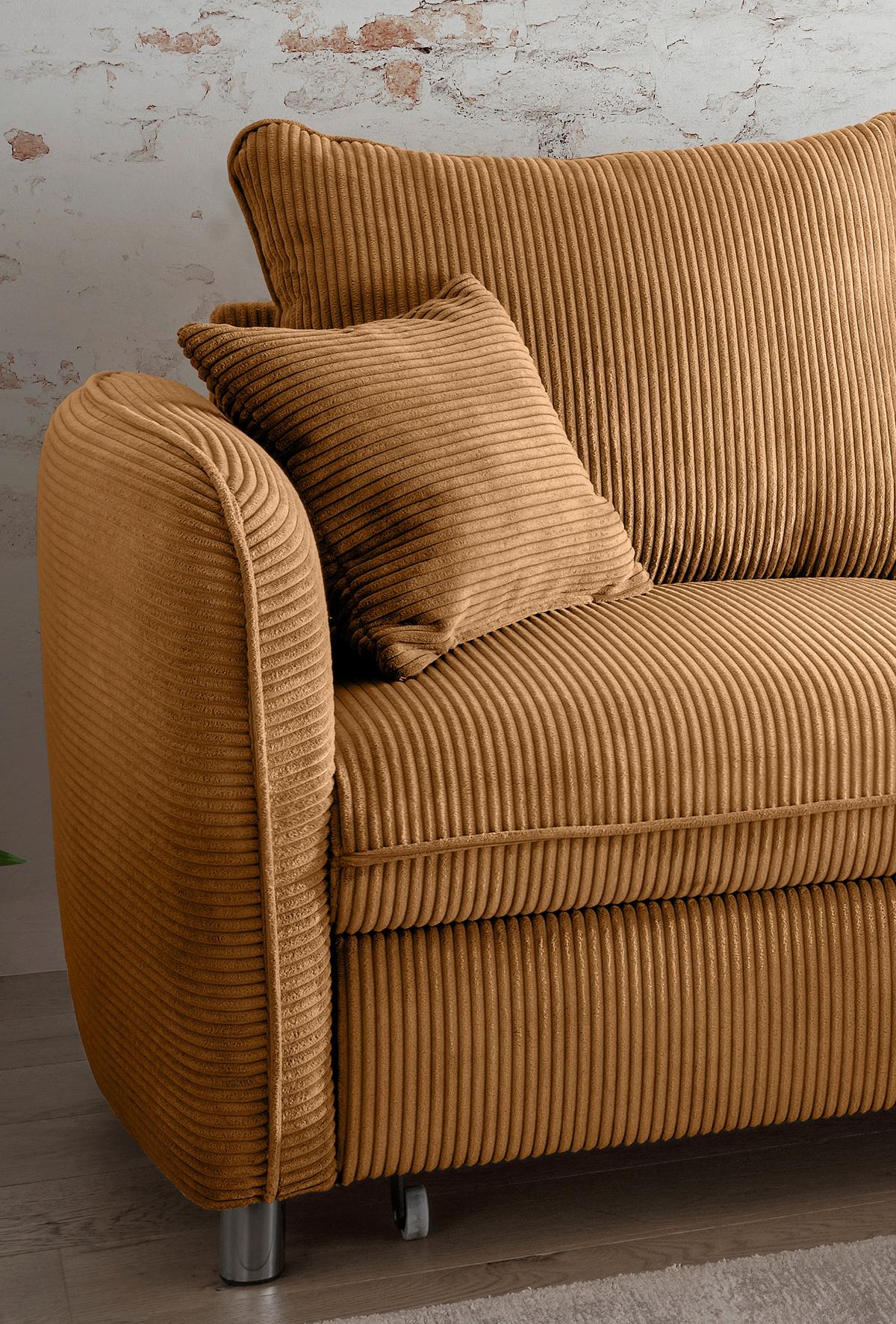 Eckschlafsofa Lauritio Goldfarben S: 254x160 cm - Chromfarben/Goldfarben, MODERN, Textil (254/160cm) - Livetastic