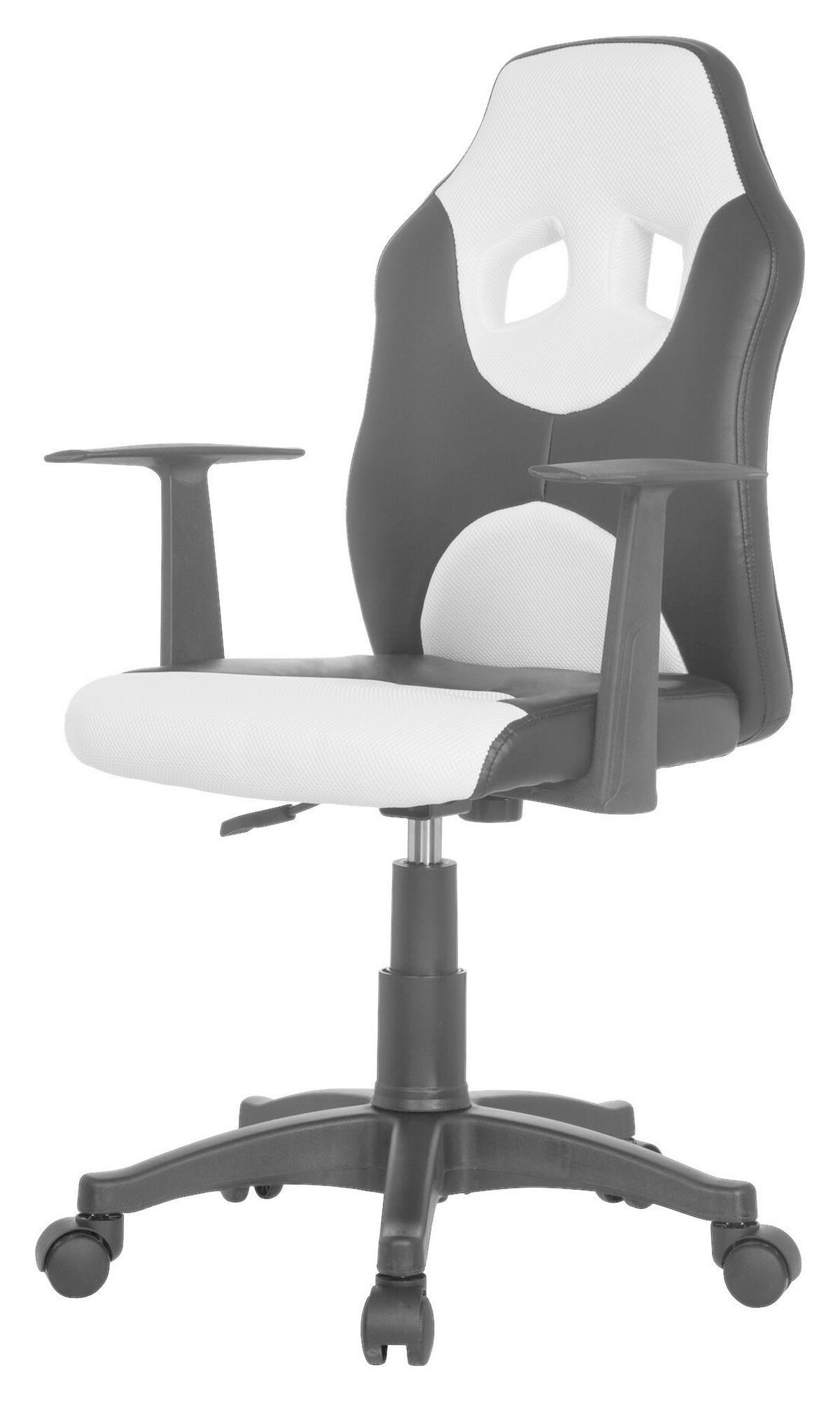Jugenddrehstuhl Kid Raver Al Weiß/Schwarz - Schwarz/Weiß, Basics, Kunststoff (54/90-100/48cm) - MID.YOU