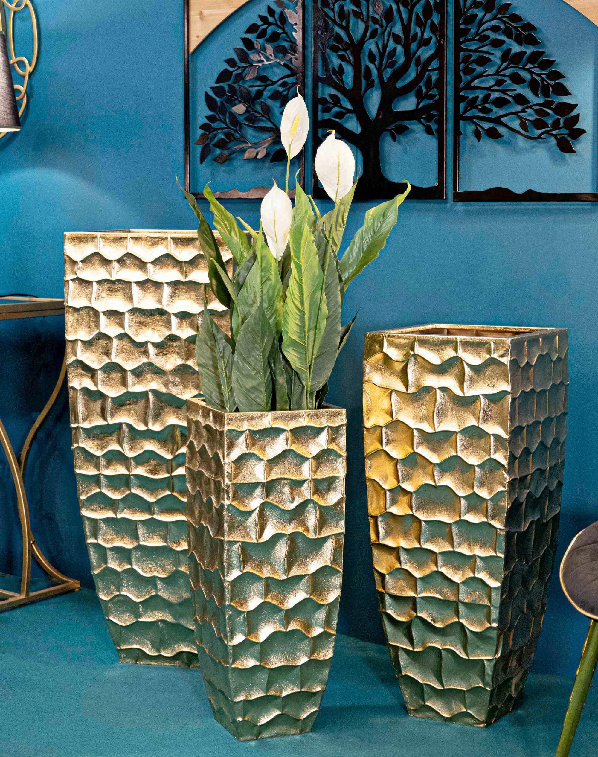 Vase Goldely Set 3 Goldfarben B: 38 cm - Goldfarben, Basics, Metall (38/94/38cm)