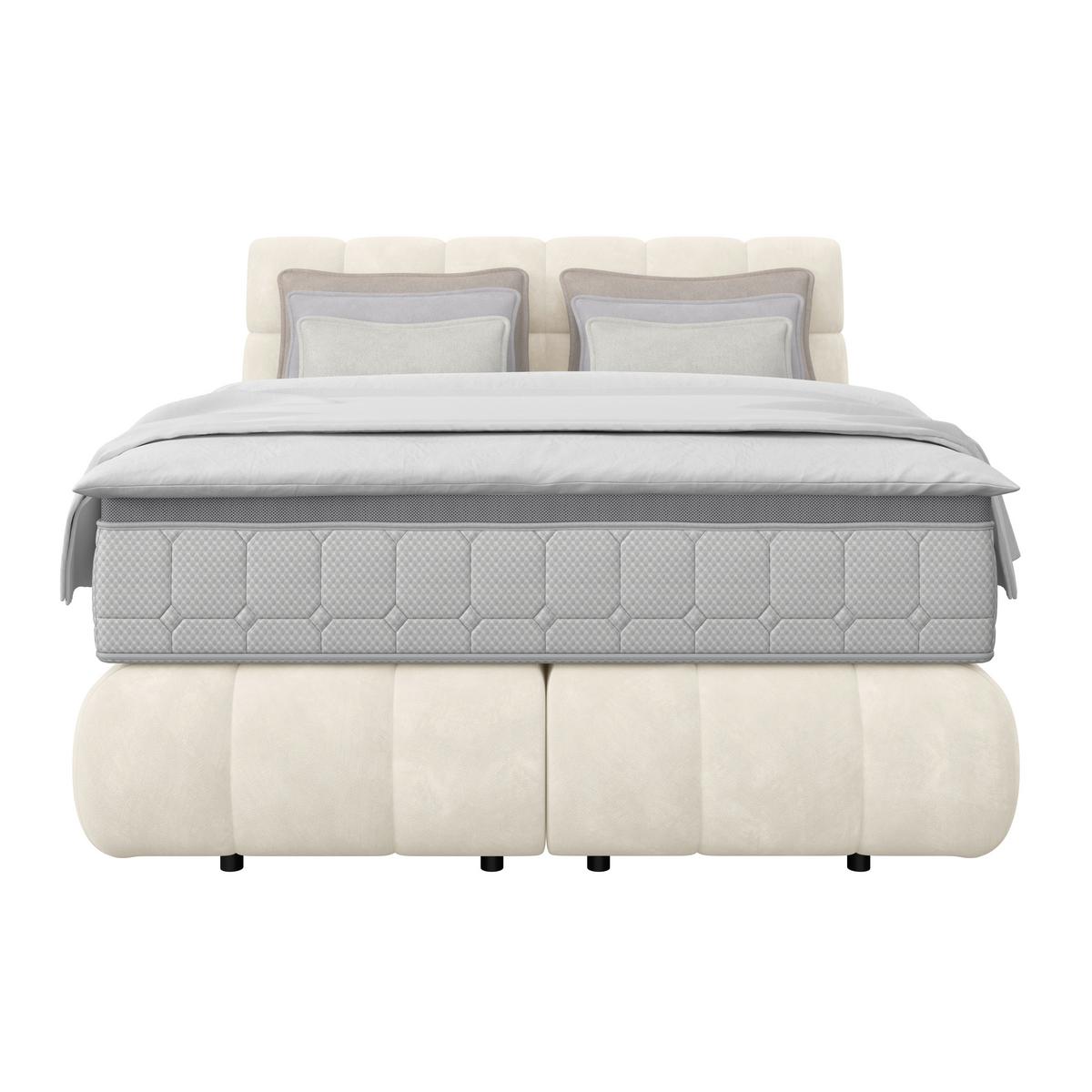 Boxspringbett Nobu Champagner, Lf: 140x200 cm - Champagner/Schwarz, Trend, Holz/Textil (140/200cm)