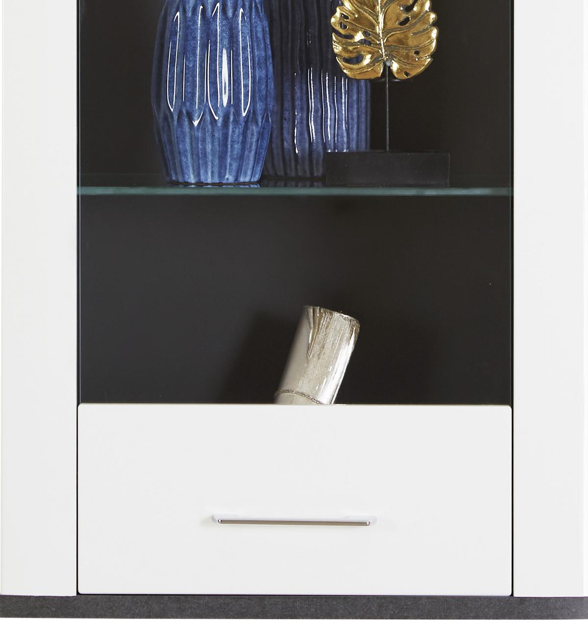 ZÁVESNÁ VITRÍNA ALASSIO - biela/grafitová, Modern, kov/kompozitné drevo (54,7/118,5/34cm) - Luca Bessoni