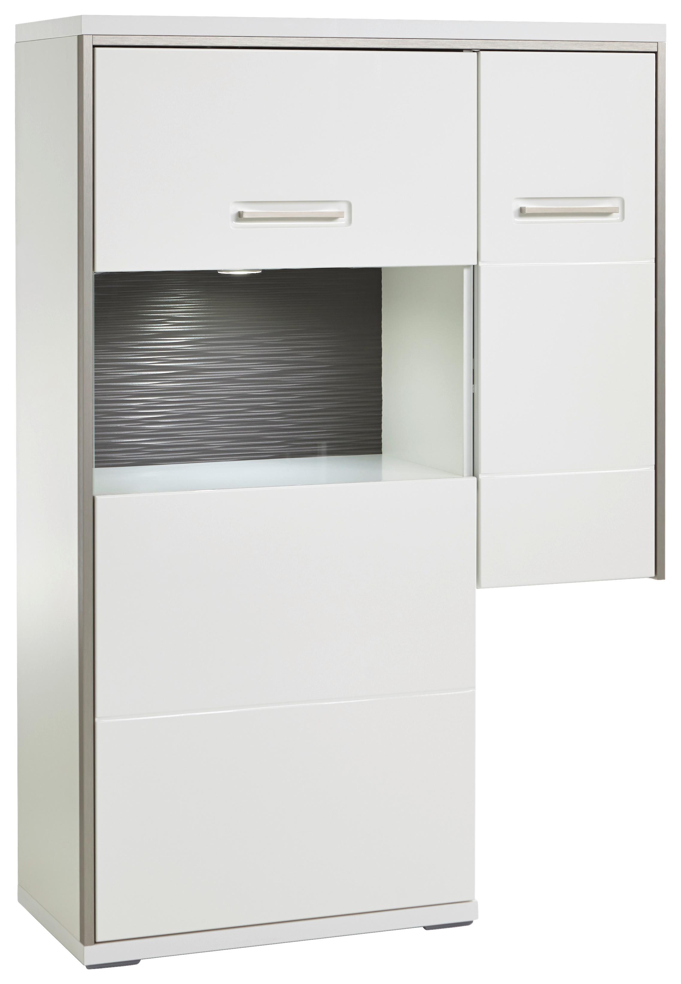 Highboard B: 94 Cm Trento Grau/silberfarben/weiß