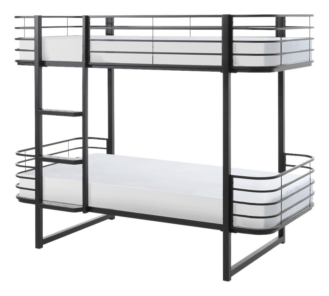 Kovová poschodová posteľ OSCAR čierna - čierna, Konventionell, kov (90/200cm) - MID.YOU