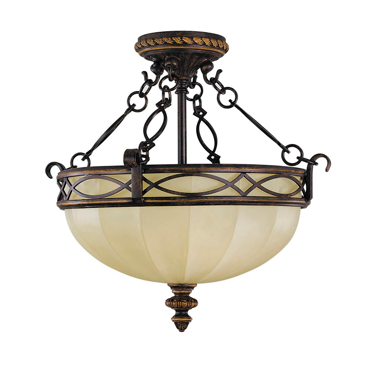 Deckenleuchte Fe-Drawing-Room-Sfc - Walnussfarben, Natur, Glas/Metall (39.4/36.8cm) - Elstead Lighting