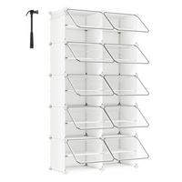 Schuhregal Weiß/Transparent B: 83 cm - Transparent/Weiß, Basics, Kunststoff/Metall (83/156/32cm)