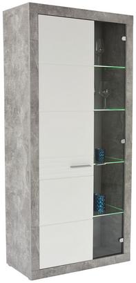 Schicke Aufbewahrung im Wohnzimmer Vitrine fürs Wohnzimmer in Grau und Weiß mit Glas