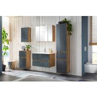 Badmöbel-Set 6-Tlg. inkl. LED Helsinki, Weiß/Eiche - Eichefarben/Grau, KONVENTIONELL, Glas/Holzwerkstoff (160cm) - Held