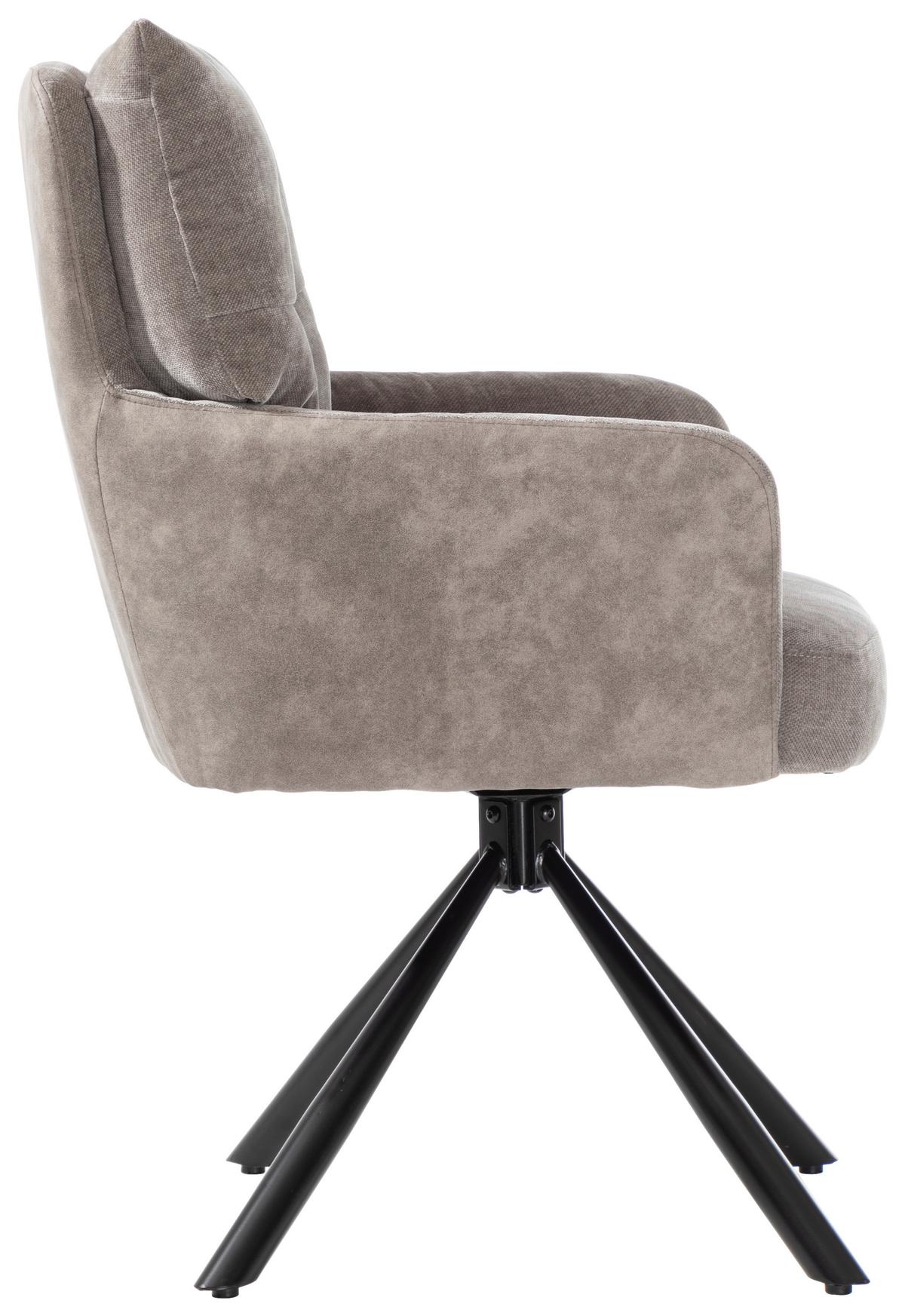 Otoční židle s područkami SOPHIE - šedá/černá, Moderní, kov/textil (60/93/67cm) - Premium Living