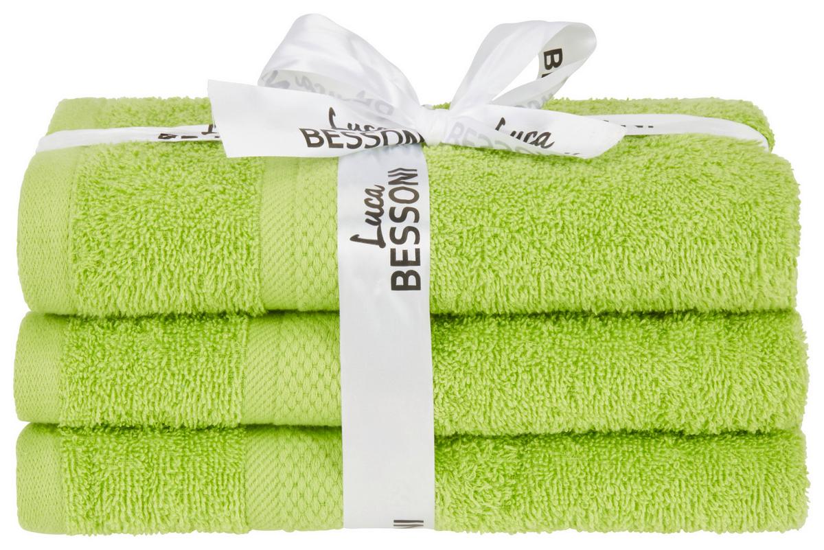 Handtuch Fiolina Baumwolle Grün 50x100 cm 3er-Pack - Grün, MODERN, Textil (50/100cm) - Luca Bessoni