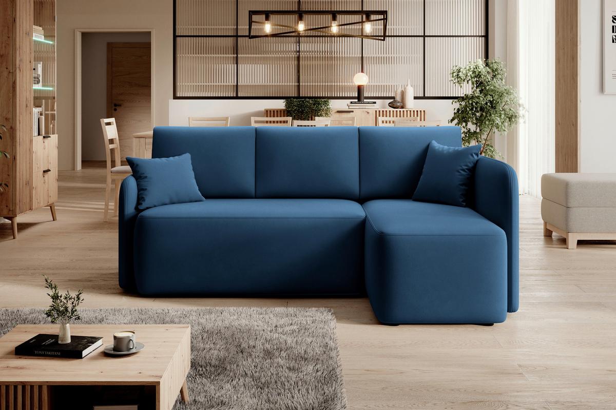 Ecksofa Hadson Blau S: 206x150 cm - Blau/Schwarz, Design, Textil (206/150cm) - MID.YOU
