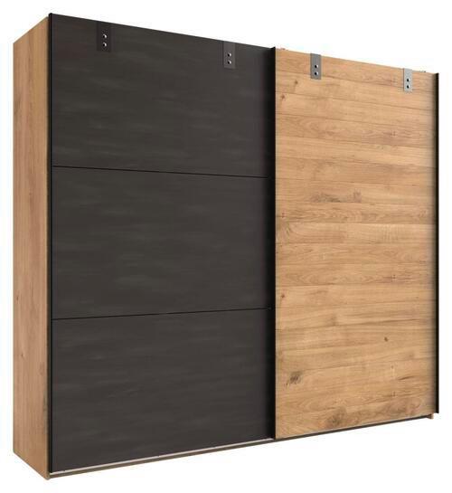 Šatníková skriňa DETRO šírka 300cm - grafitová/farba duba, Basics, kov/kompozitné drevo (300/218/65cm) - MID.YOU