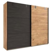 Šatníková skriňa DETRO šírka 300cm - grafitová/farba duba, Basics, kov/kompozitné drevo (300/218/65cm) - MID.YOU