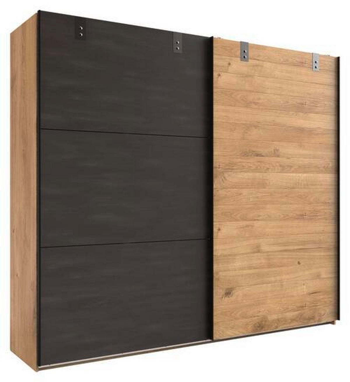 Šatníková skriňa DETRO šírka 300cm - grafitová/farba duba, Basics, kov/kompozitné drevo (300/218/65cm) - MID.YOU