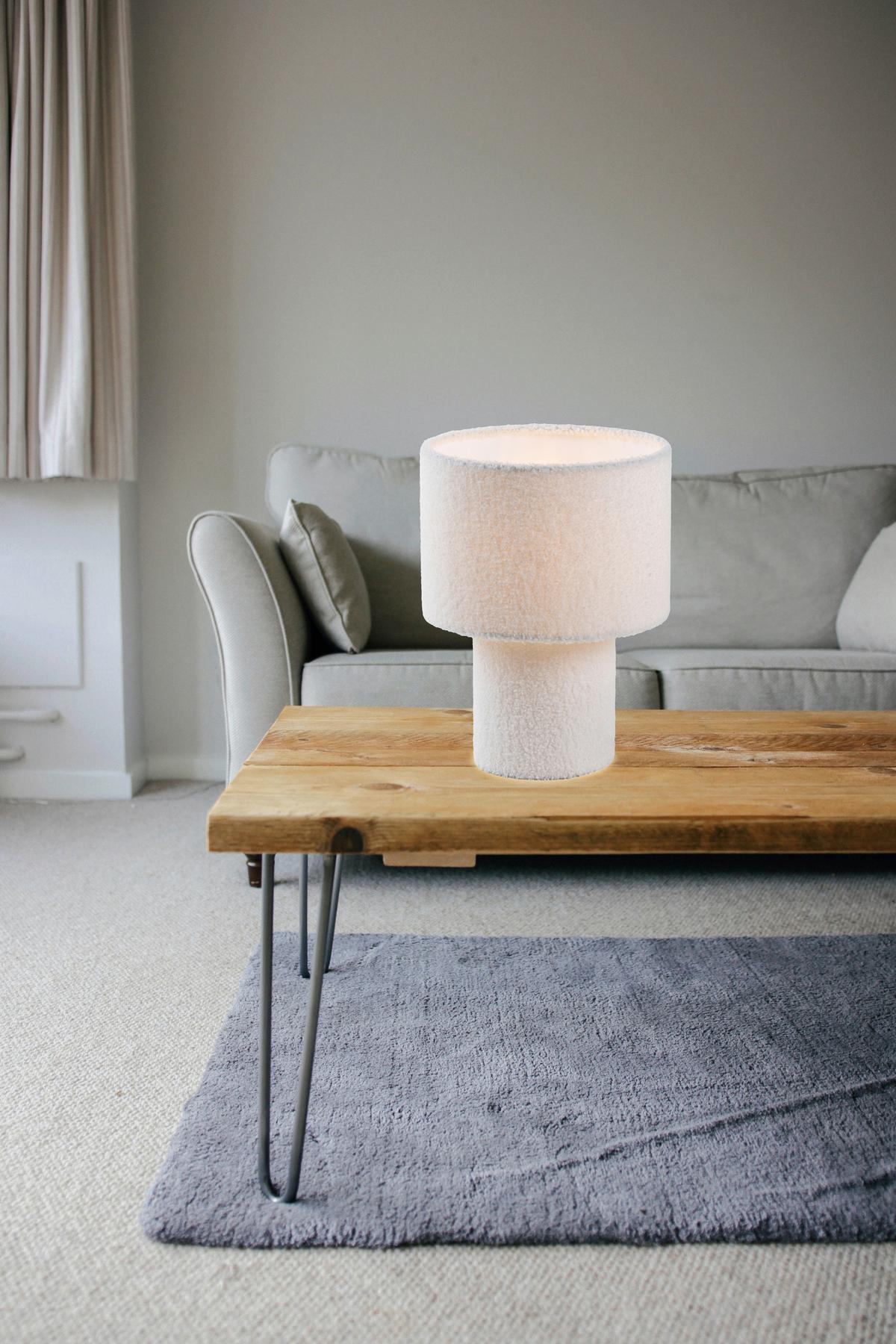 STOLNÁ LAMPA STOFLI - biela/prírodná farba, Modern, kov/textil (19/25cm) - Mömax
