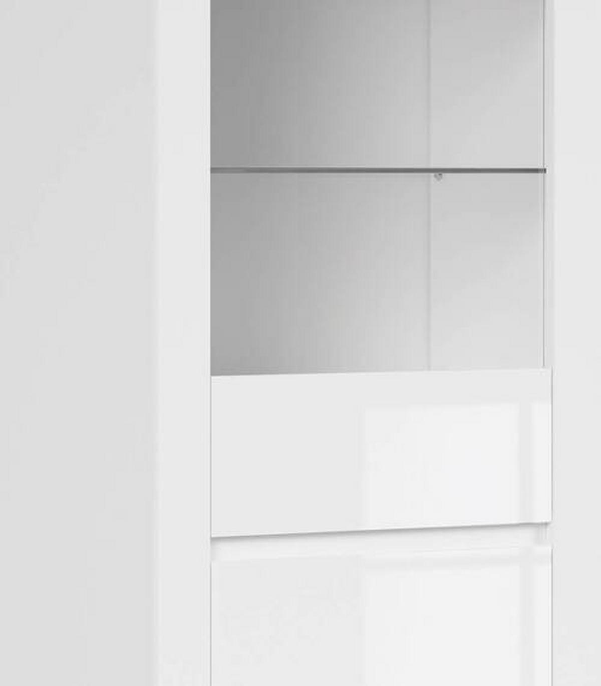 Vitrine Holten Glass-Door Cabinet - Weiß Hochglanz/Eichefarben, Design, Glas/Holzwerkstoff (68/203,5/42cm)
