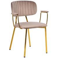 SADA STOLIČIEK S PODRÚČKAMI KIAN - sivohnedá/zlatá, Modern, kov/textil (63/80/51cm) - MID.YOU