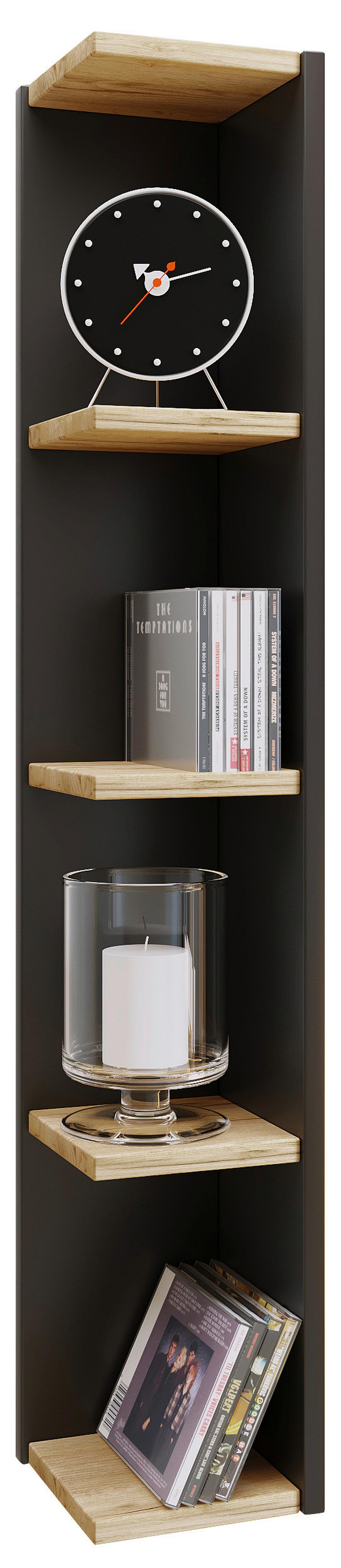 Eckregal Honsa Anthrazit/Eiche Dekor  B: 15cm - Honigeiche/Anthrazit, Design, Holzwerkstoff (15/97/17cm) - MID.YOU