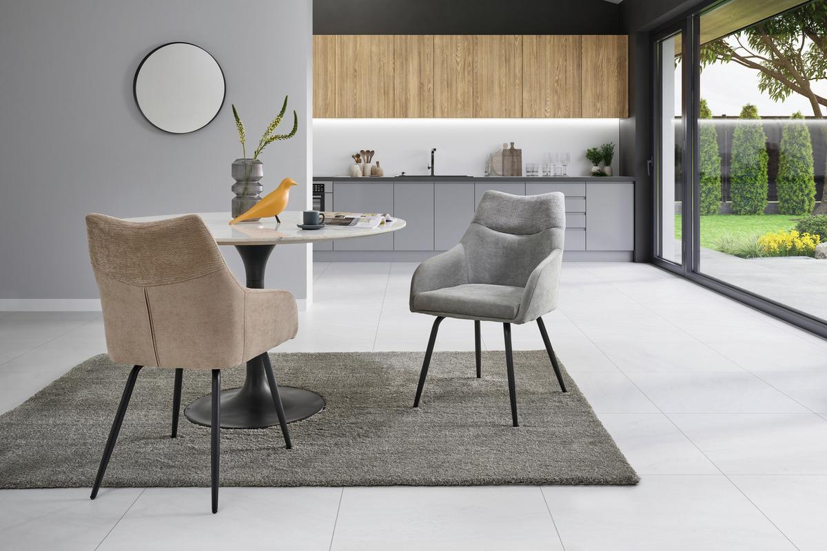 Armlehnstuhl Dali Grau/Schwarz B: 60 cm - Schwarz/Grau, Basics, Textil/Metall (60/86/55cm) - Livetastic