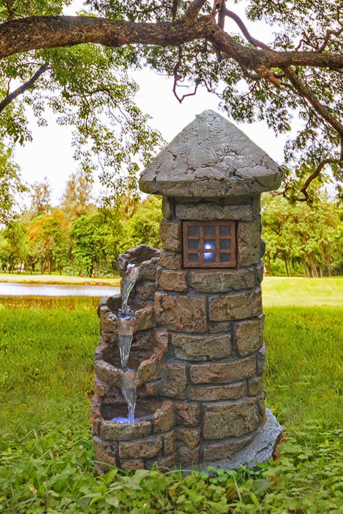 Gartenbrunnen Hades mit LED- Beleuchtung Rostfarben - Rostfarben, Basics, Kunststoff (39/68/33cm)