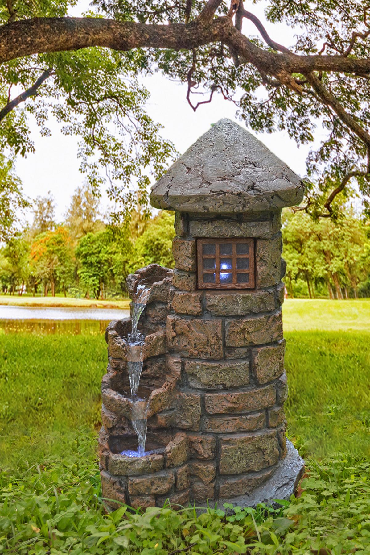 Gartenbrunnen Hades Mit Led- Beleuchtung Rostfarben - Rostfarben, Basics, Kunststoff (39/68/33cm)