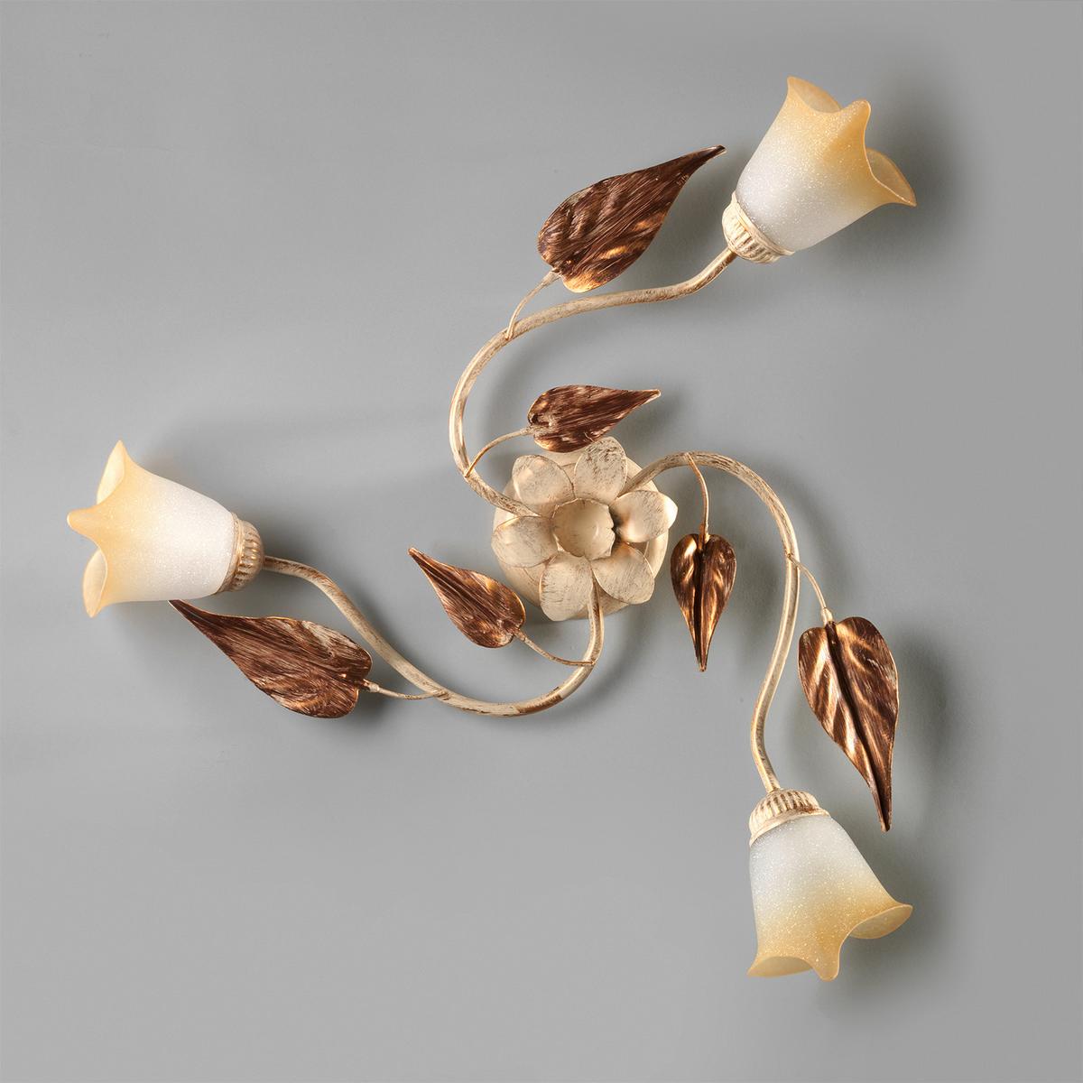 Deckenleuchte 4647/pl3 - Beige/Weiß, Natur, Glas/Metall (60/60/25cm)