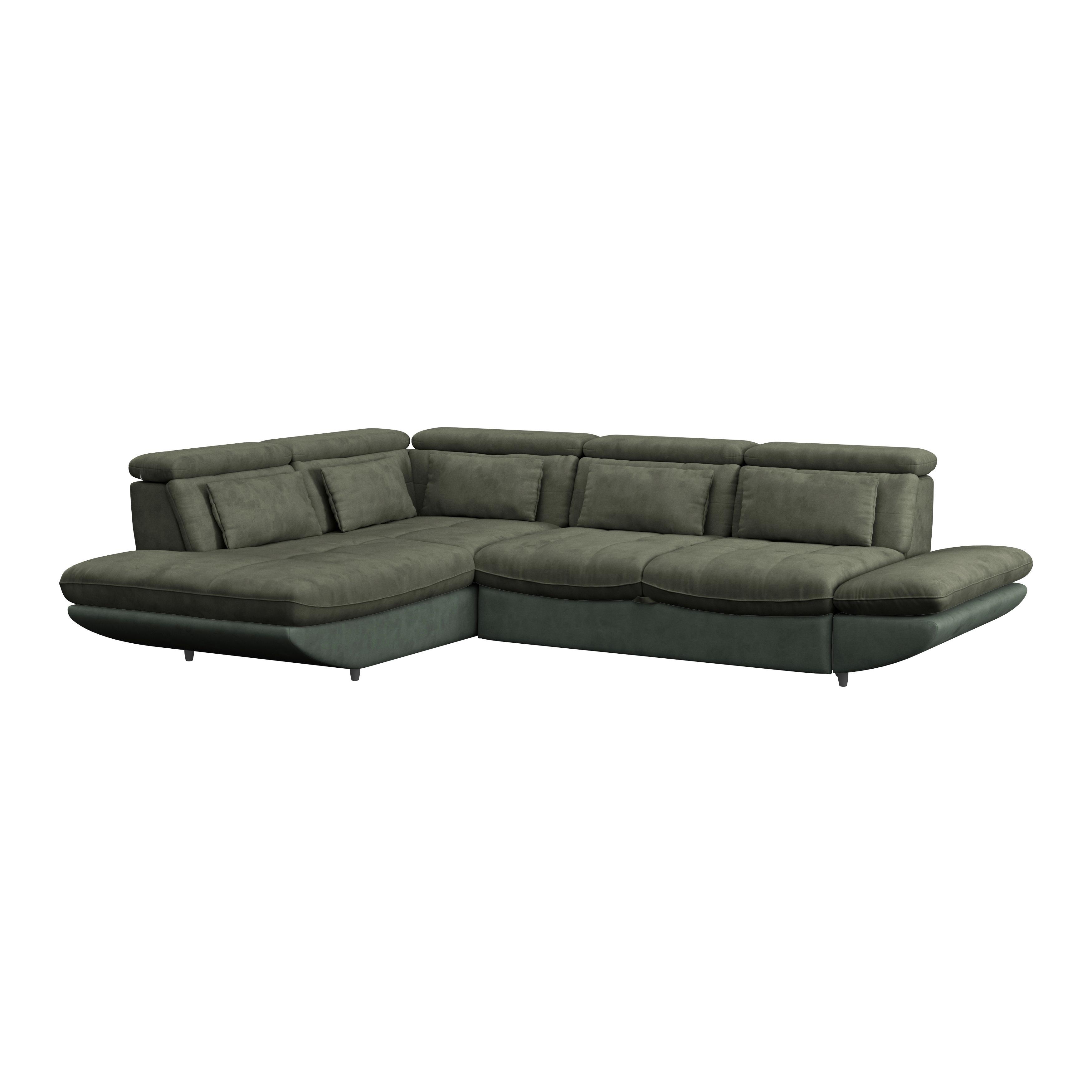 Ecksofa mit Schlaffunktion Park Hell-/Dunkelgrün - Dunkelgrün/Schwarz, MODERN, Textil (233/311cm) - Luca Bessoni