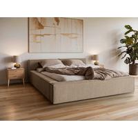 POLSTERBETT inkl. Lattenrost 140x200 - Hellbraun/Schwarz, Basics, Holz/Textil (160/200cm) - Livetastic