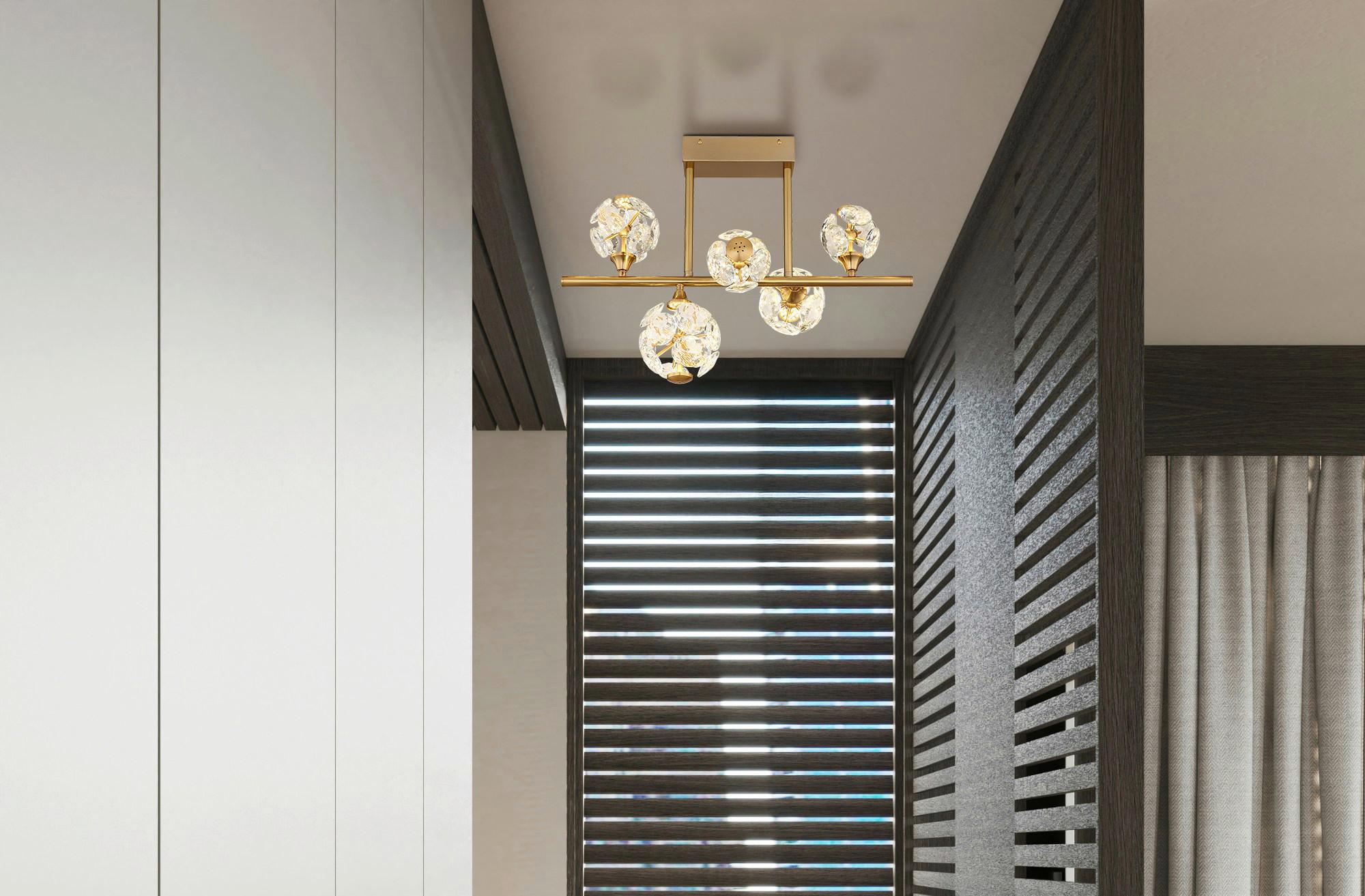 LED-Deckenleuchte Virina Klar Goldfarben L: 61 cm - Klar/Goldfarben, KONVENTIONELL, Glas/Metall (61/31/45cm) - Globo