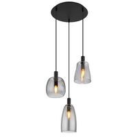 Hängeleuchte 15789-3hb - Schwarz, Design, Glas/Metall (43/150cm) - Globo