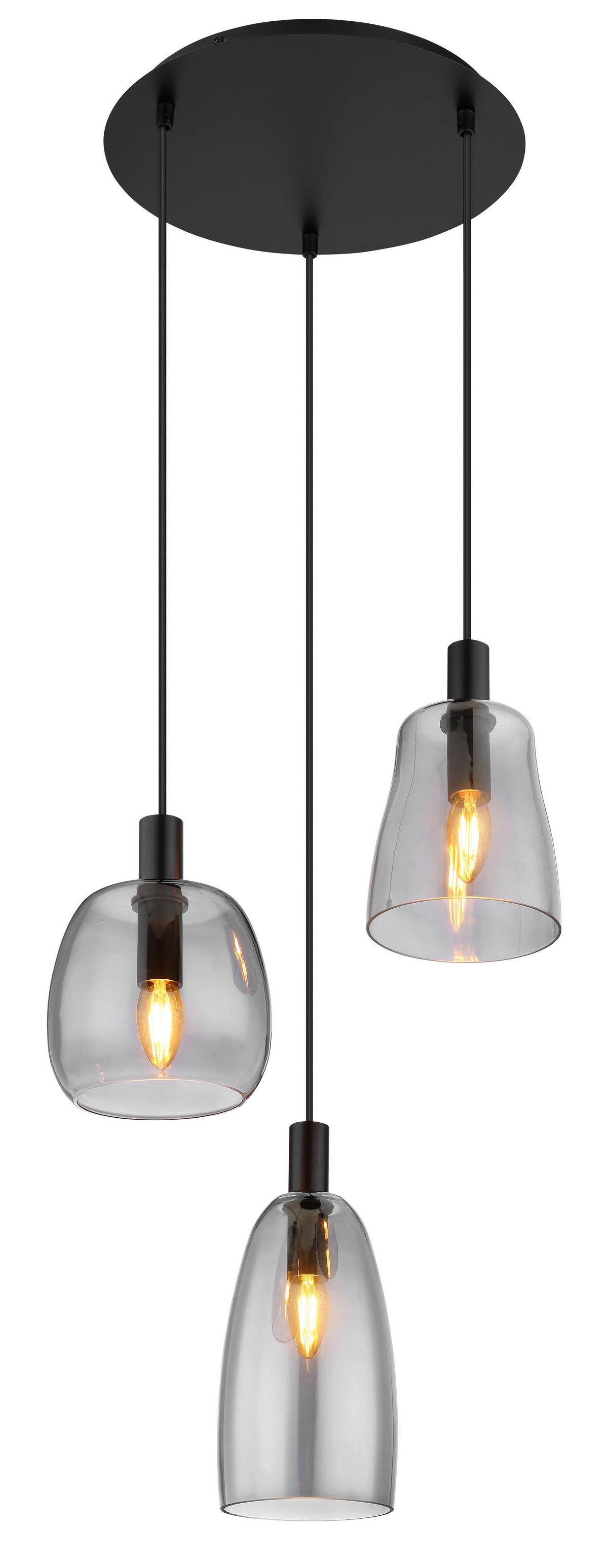 Hängeleuchte 15789-3hb - Schwarz, Design, Glas/Metall (43/150cm) - Globo