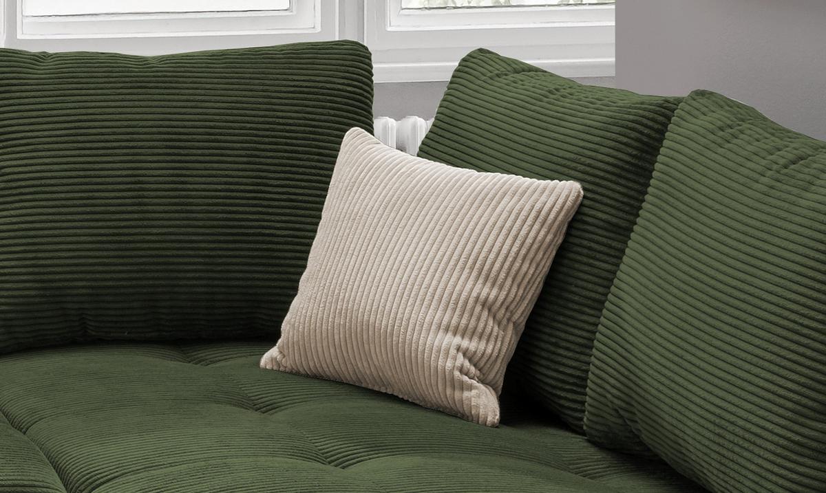 Ecksofa mit Schlaffunktion Alvito Dunkelgrün Kord - Dunkelgrün/Beige, Design, Textil (298/202cm) - MID.YOU