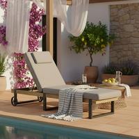 ZAHRADNÍ LEHÁTKO ELENYI - šedá, Moderní, kov/dřevo (65/95/200cm) - Bessagi Garden